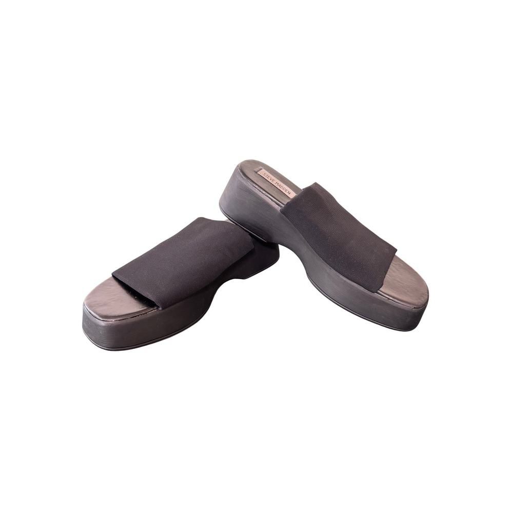 Steve Madden Black Platform Slide Sandals